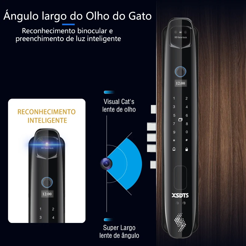 3D Face Smart Door Lock, Monitor De Câmera De Segurança,Tuya Senha De Impressão Digital Inteligente, Biométrico Chave Eletrônica De Desbloqueio 3