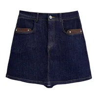 New Jeans Plus Size Culottes Casual Fake Two Piece A-Line Pantskirt 100KG Women's Denim Hot Pants 2868