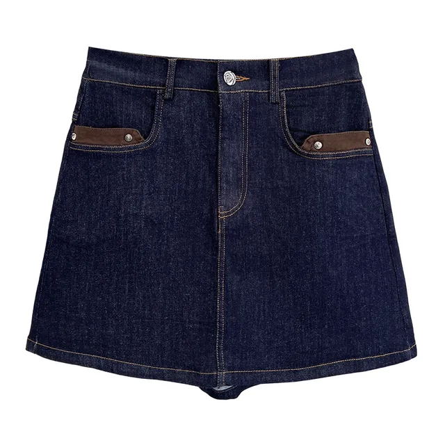 New Jeans Plus Size Culottes Casual Fake Two Piece A-Line Pantskirt 100KG Women's Denim Hot Pants 2868