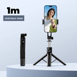 Compact Bluetooth Selfie Stick with Extendable Tripod and Remote (Black)