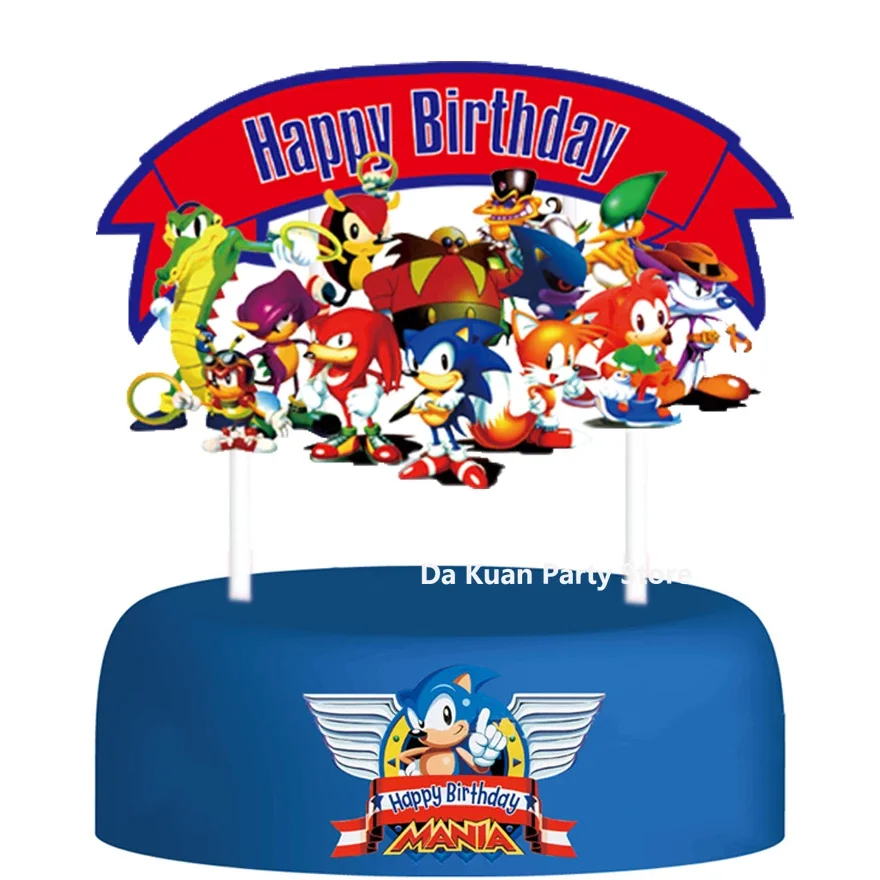 thumbnail image 1 of Decoración para fiesta de feliz cumpleaños, Sonic the Hedgehog, adorno para tarta, suministros para fiesta de baby shower, vajilla de papel de Sonic, decoración para tartas, regalo, 1 of 5