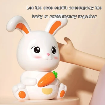 Rabbit Magic! Cute Rabbit Piggy Bank Cartoon Creative Anti-Fall Large-Capacity Piggy Bank Male and Female Baby Birthday Gifts That They Can Like Holiday and Birthday Gifts 1