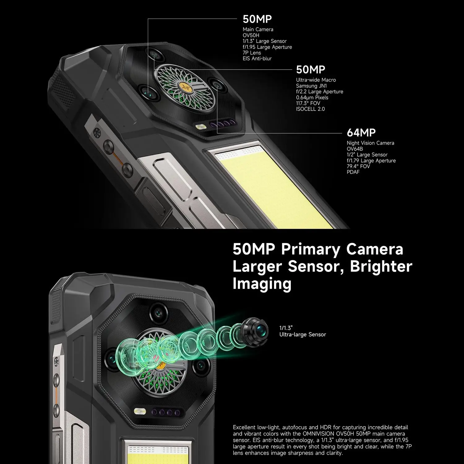 Ulefone Armor 33 Rugged Phone 12GB+512GB 6.95'' FHD+ Android 15 MTk Helio G100 25500mAh Battery 50MP Camera NFC 4G Smartphone