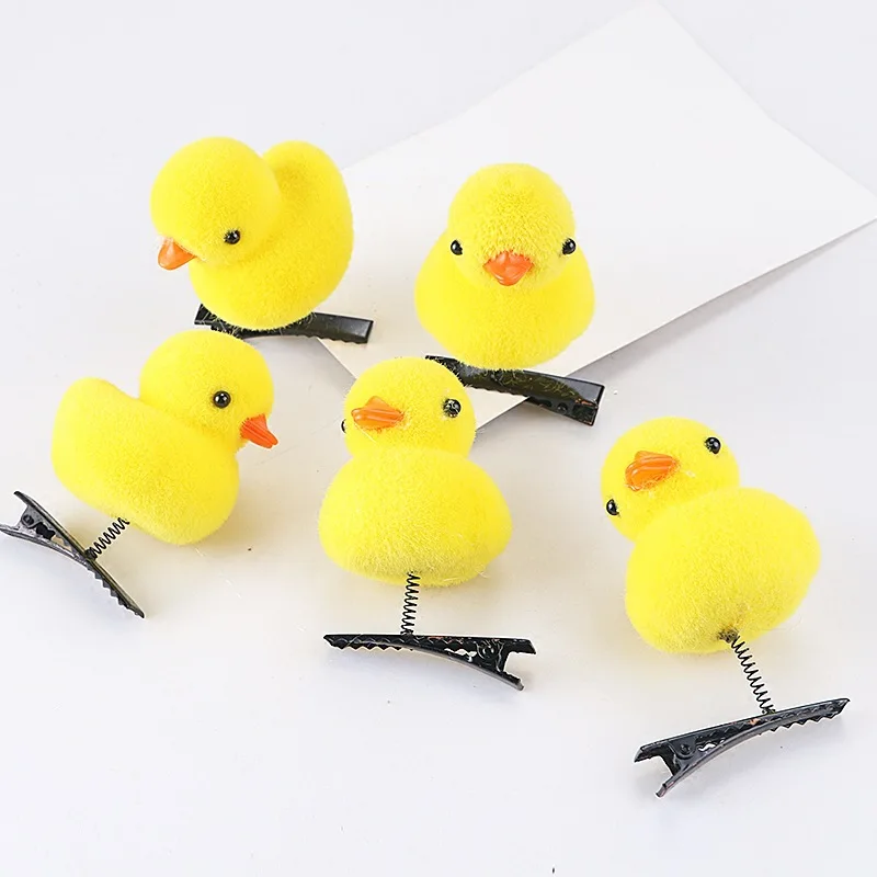 Jewelry Accessories Hair Accessory Hair Clip 10/20/50/100Pcs/Lot Cartoon Funny Children 3D Little Yellow Duck Plush Hairpin Fashion DIY Duckbill Clip Accessories Party Gifts
