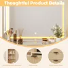 Fluted Makeup Vanity Desk with Large Mirror and Lights, Big Vanity Table with Drawers, Storage Shelves and Charging Station 6