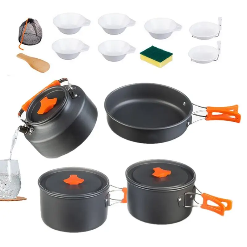 

Aluminum Cookware Set Portable Camping Cookware Tool Food-Grade Material Outdoor Cooking Tool For Camping Hiking Backpacking