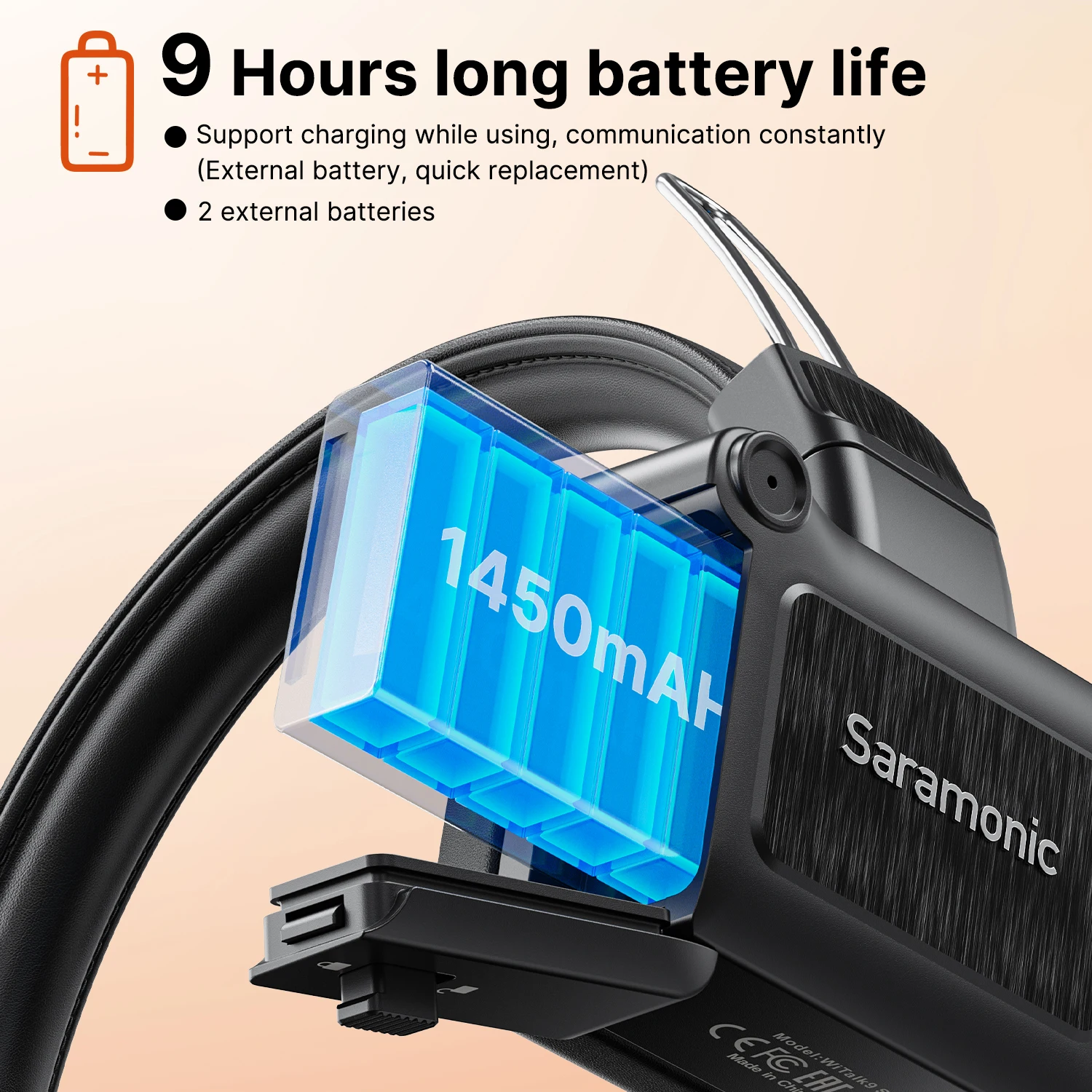 Saramonic WiTalk9 2S-9S 1.9G Wireless Headset Intercom System Remote Ear Headphone Microfon System for Film TV Stage 500m Range