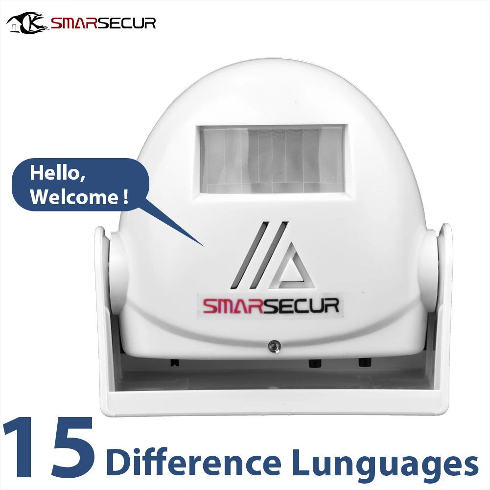 Smarsecur 15 sounds Multi Language Korean voice DoorBell Visitor Customer Ding-dong Door Chime Welcome Anti-theft Alarm Infrared |