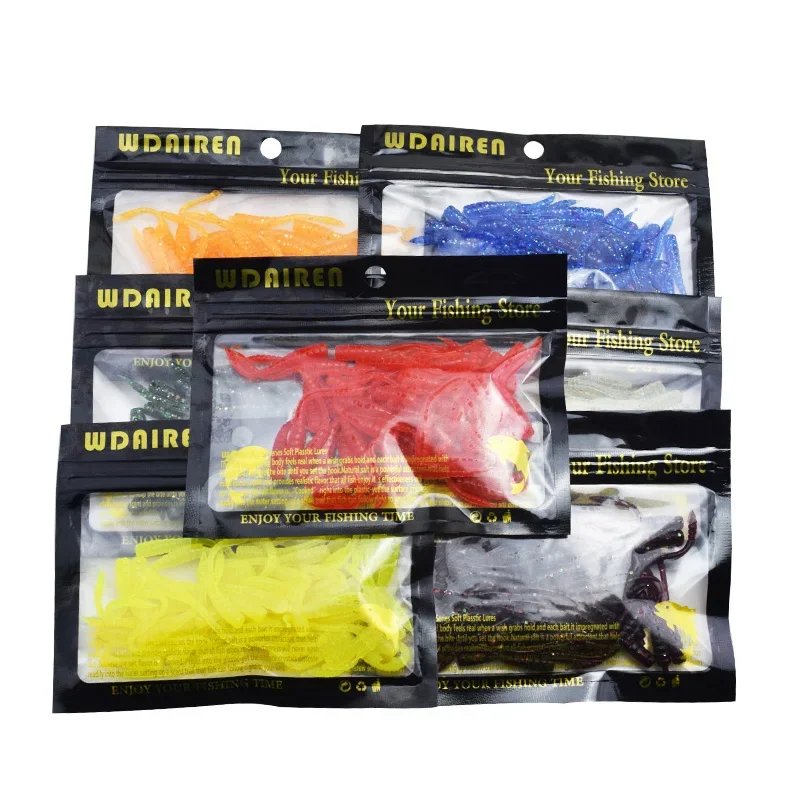 Fishing Lure 50 Pcs Red Worm Soft for Fishing
