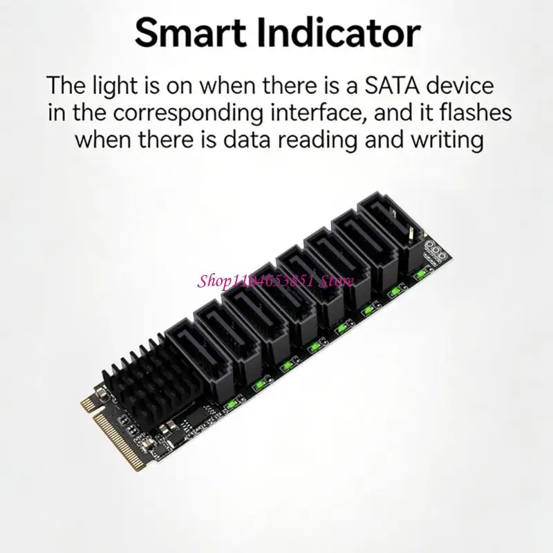 8 포트 PCIe SATA3.0 6Gbps 컨트롤러 카드 M.2 NVME PCIE 고속 데이터 전송 데스크탑용 알루미늄 방열판 확장 카드