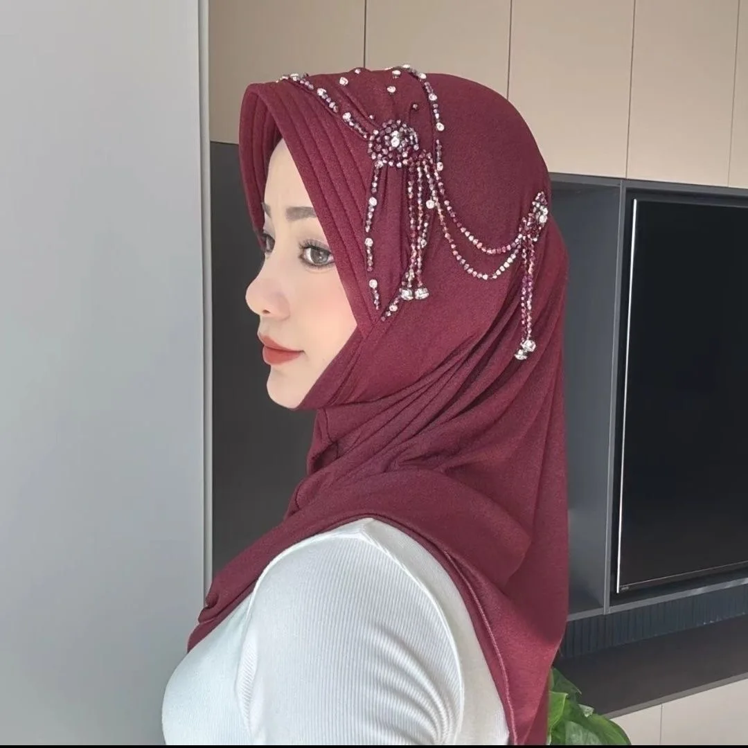 Hijab Muslim Women Shawl Headscarf Freeshipping Luxury Tassels Scarf Malaysia Prayer Kufi Islam Saudi Arabia Fashion New 05208