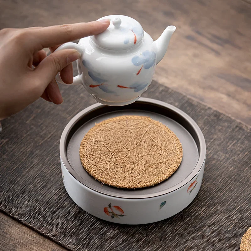 Vintage Eco-Friendly Natural Loofah Teapot Mat and Kitchen Coaster