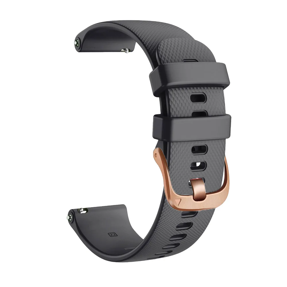 Rose Gold Buckle 18 20 22mm Soft Silicone Wrist Band For Garmin
