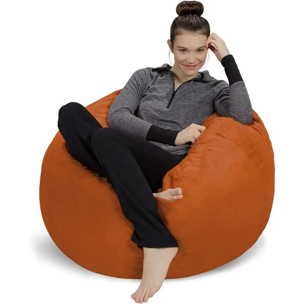 

Bean Bag Chair 3' Memory Foam Furniture Bean Bag - Medium Sofa with Soft Micro Fiber Cover - Tangerine sofa living room couch