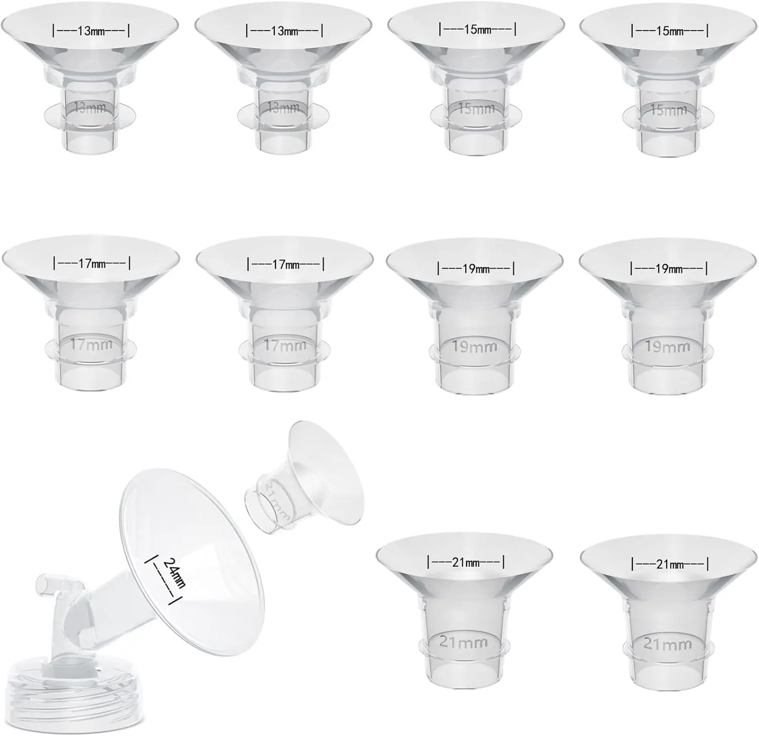 Breast Pump Accessories Breast Pump Accessories Flange Inserts 13/15/17/18/19/20/21mm Caliber Size Adaptor Converter Small Nipple Horn Adapter