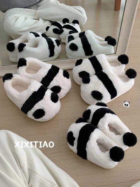 Amazon.com: Colias Wing Cute Panda Warm Winter Indoor Outdoor Slippers for  Women(Black) : Clothing, Shoes & Jewelry