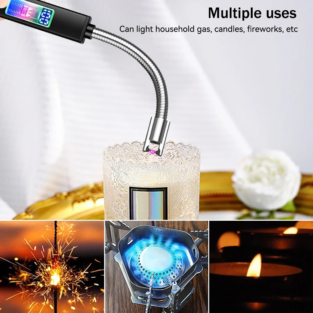 Cigarette Lighter Electric Arc Igniter Outdoor Lighter Kitchen USB Rechargeable Portable Electronic Lighter Safety Lock Ecofriendly for Candles Gas Stoves
