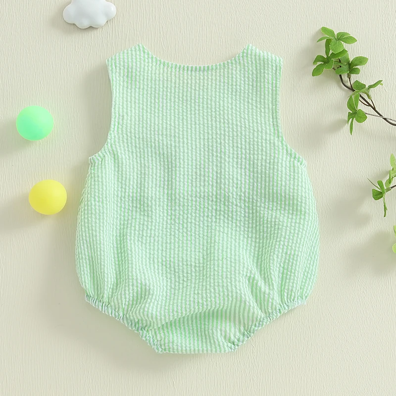 0-18M Infant Baby Boy Summer Outfits Newborn Sleeveless Smocked Bubble Romper Golf Clothes 3