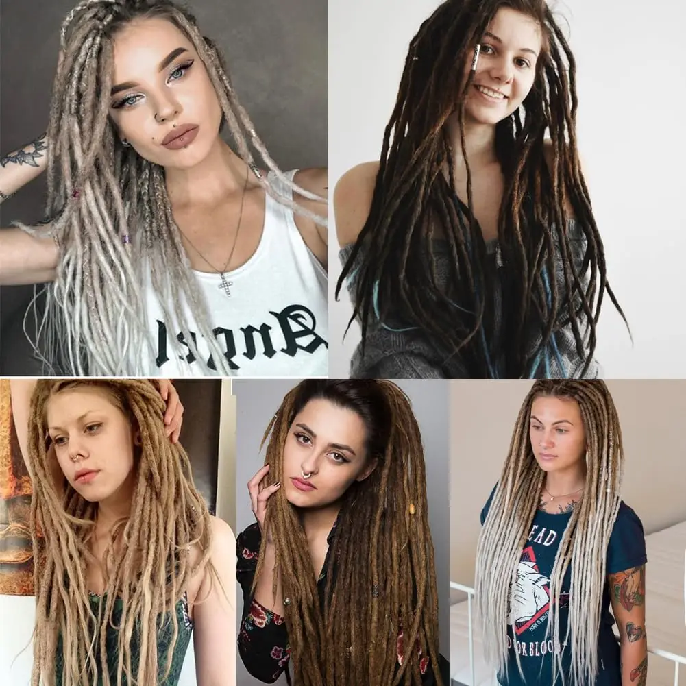 24 Inch Dreadlock Extensions 0.6 cm Width 20 Strands-Natural Black,Soft Hippie SE Dreads Synthetic Loc Extensions for Women 6