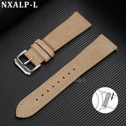 Vintage Suede Cowhide Bracelet Strap | Universal Soft Leather Wristband - 22mm (Khaki)