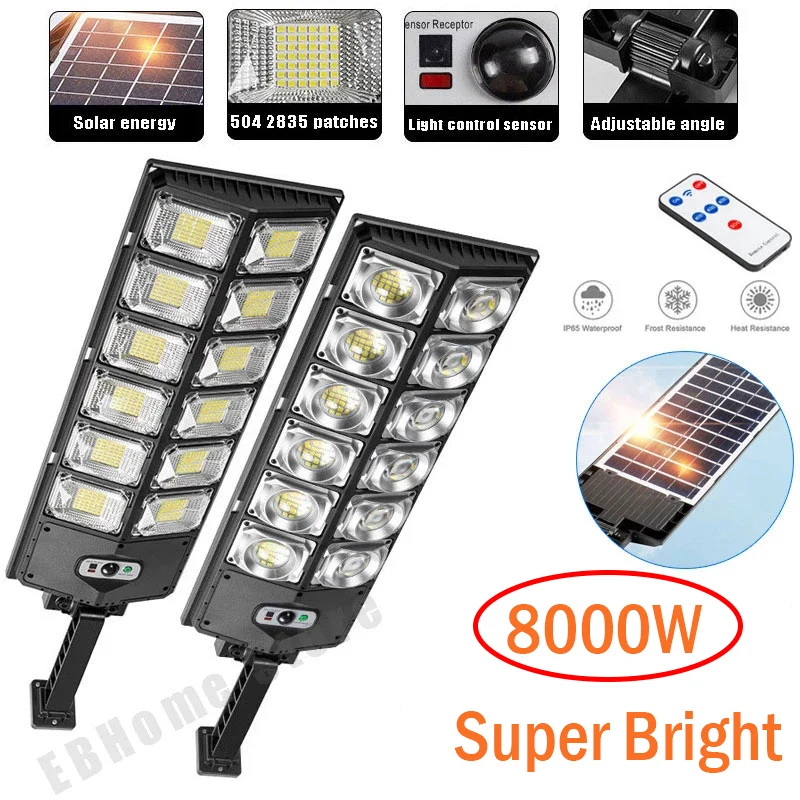 LED Lamp Solar Garden Lights LED Street Lamp 504LED 8000W Outdoor Solar Lamp Solar Street Lights Waterproof Motion Sensor Security Lighting For Garden Patio Yard Path