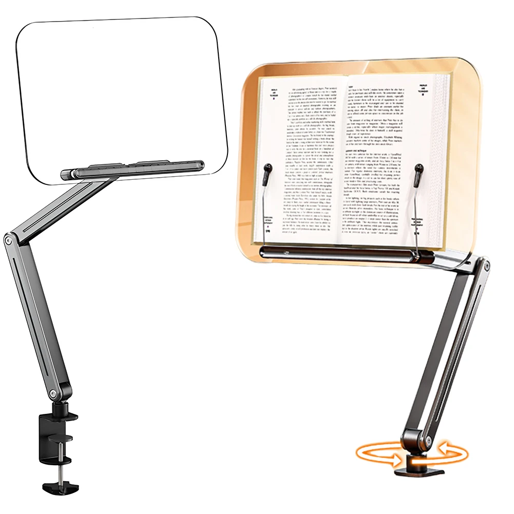 Adjustable Book Risers Acrylic Book Stand Ergonomic Foldable Book Support 360° Rotating ...