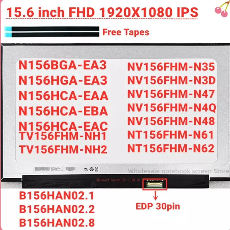 15.6 Inch FHD 30PINS NV156FHM N48 N47 N35 N156HCA EAA Fit NT156FHM N61 ...