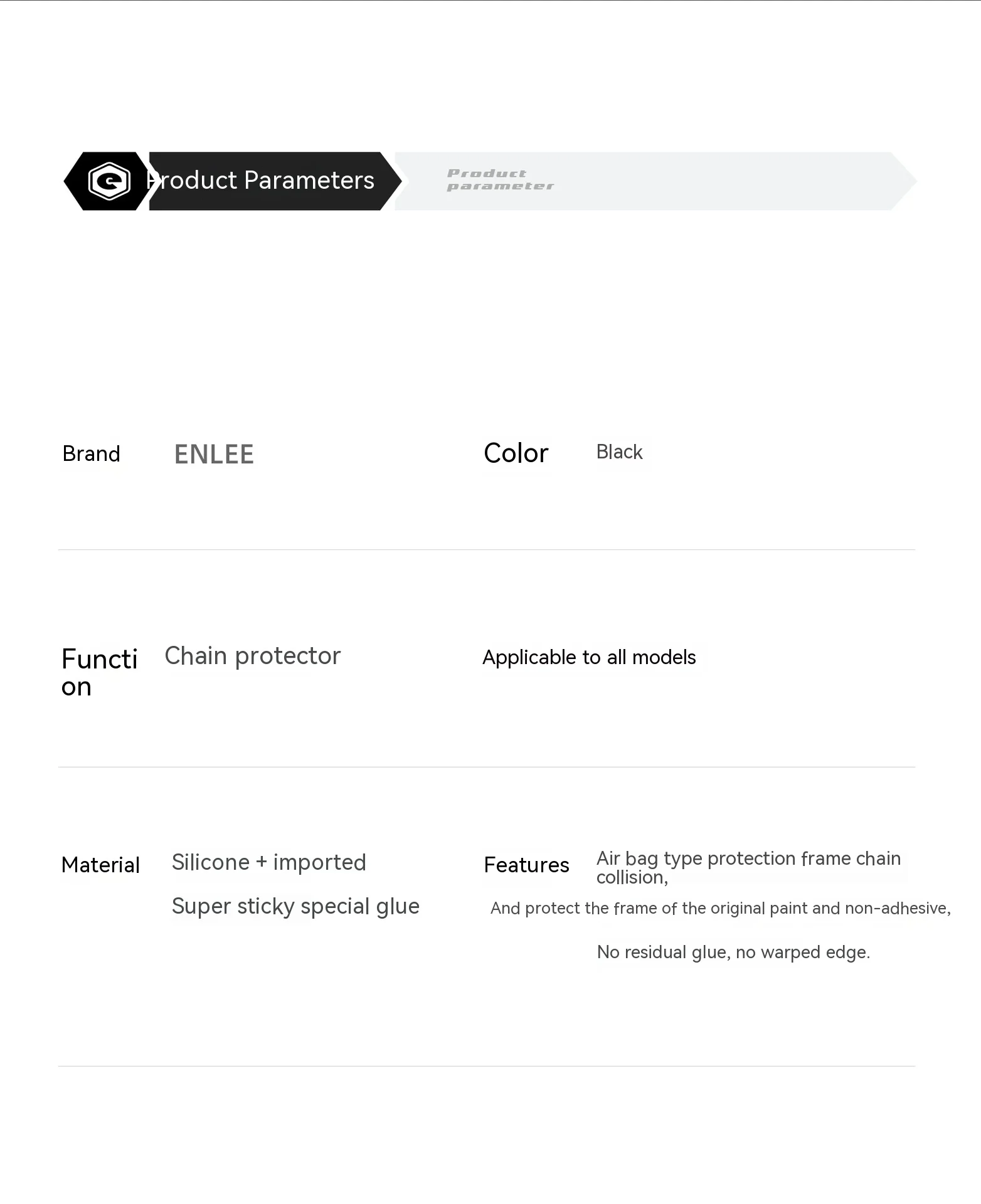 Description Picture 3 of item1PC Bicycle silicone chain protection sticker lower pipe protection chain sticker anti scratch sticker for mountain road vehicle