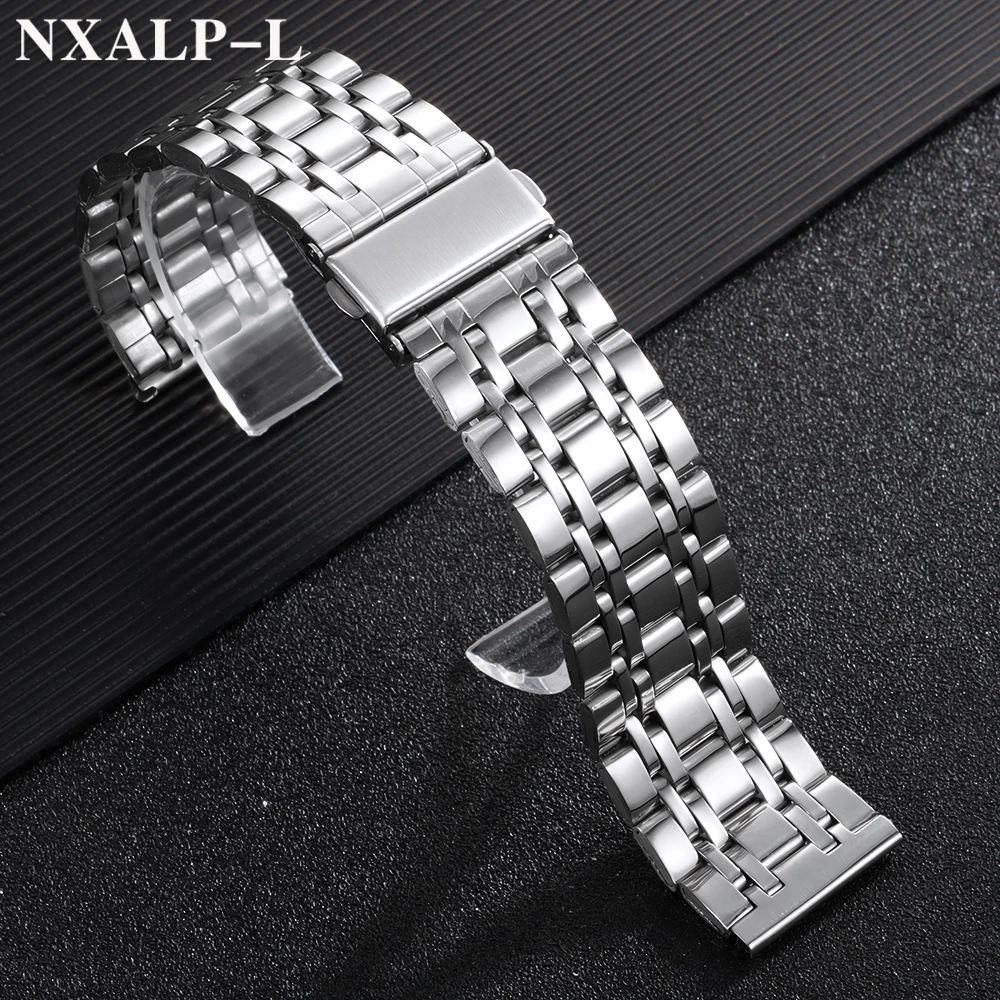 Polished Stainless Steel Universal Watch Strap Bracelet, 20mm/22mm