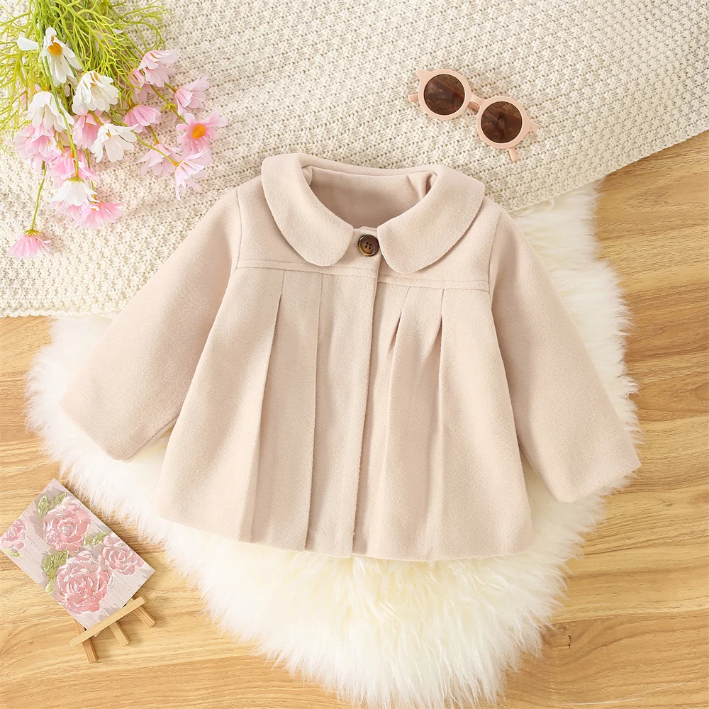 Baby Girl'S Summer Solid Color Woolen Coat For Baby Kids Cute Lapel Coat For Kids Girl Jacket Top Girl