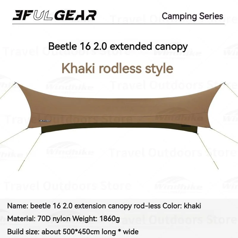 

3F Ul Gear Outdoor Camping Awning Extra Large Space Waterproof Tarpaulin Beach canopy For Beetle 16 2.0 Tent Hiking Black Khaki