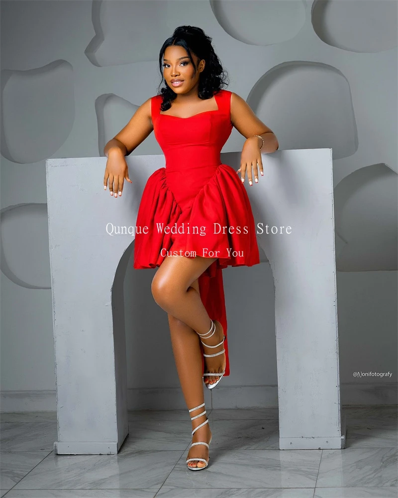 Cocktail Dress Qunque Red Short Prom Dresses Girls Sexy Birthday Dresses African Mini Cocktail Hollow Back Homecoming Dress