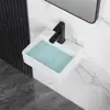 Wall Mount Small Ceramic Vessel Sink Rectangular White Mini Floating Bathroom Basin 13"x11" Tiny Countertop Sink Long-lasting 2
