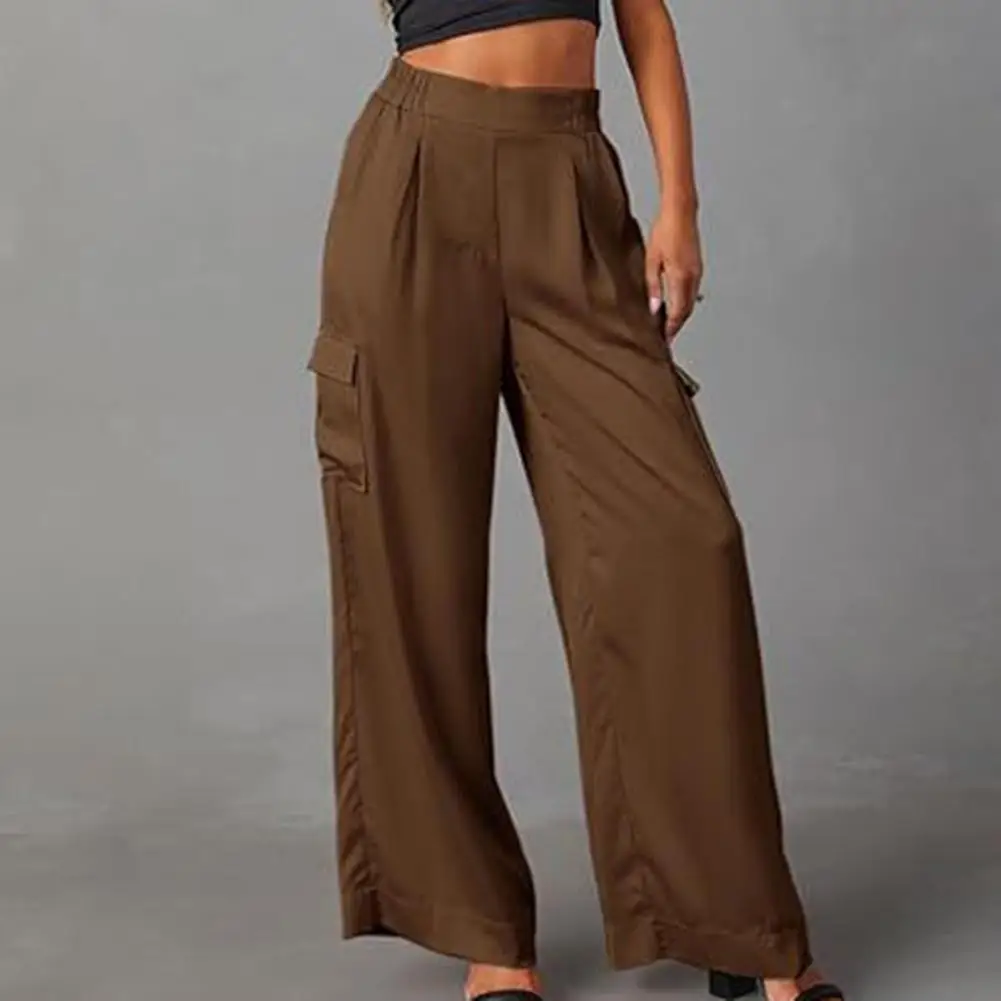 

Women Overalls Style Pants Solid Color Mid-rise Trousers Stylish Women's Casual Cargo Pants with Multiple for Comfortable