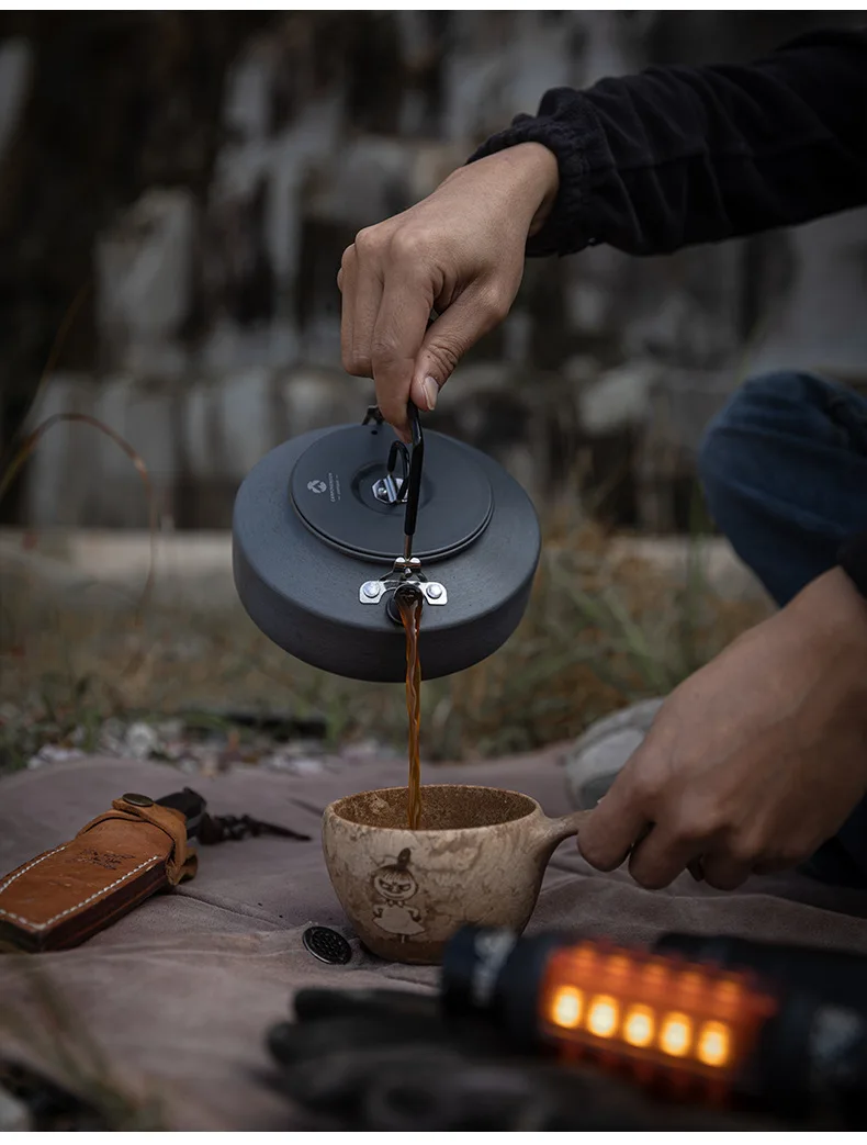 CAMPINGMOON Aluminum Alloy Coffee Pot 0.8L/1L/1.5L Large Capacity Outdoor Kettle Portable Camping Tea Pot Outdoor Water Kettle
