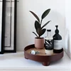 Nordic Round Plastic Tray Wooden Plastic Organize Disk Snacks Sundries High Foot Plate Home Use Desktop Decoration Tea Tray 4