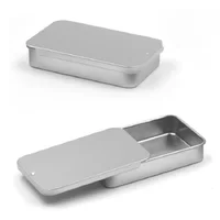 1PC Mini Black Matte Sliding Cover Push-Pull Tin Box Portable U Disk Chewing Gum Metal Box Small Home Ointment Storage Box 4