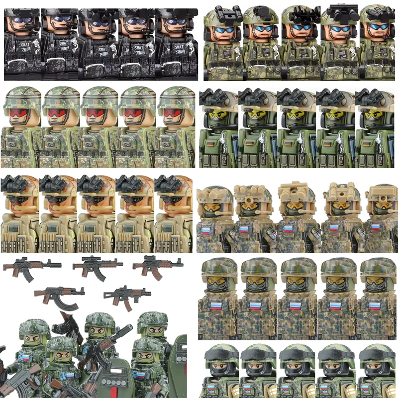 Militär Armee Figuren Bausteine SWAT Ghost Commando Special Forces Soldat Waffen Pistole Hut Schild Gürtel AK Mini Ziegel Spielzeug