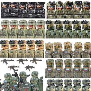 Military Army Figures Building Blocks SWAT Ghost Commando Special Forces Soldier Weapons Gun Hat Shield Belt AK Mini Bricks Toy 1
