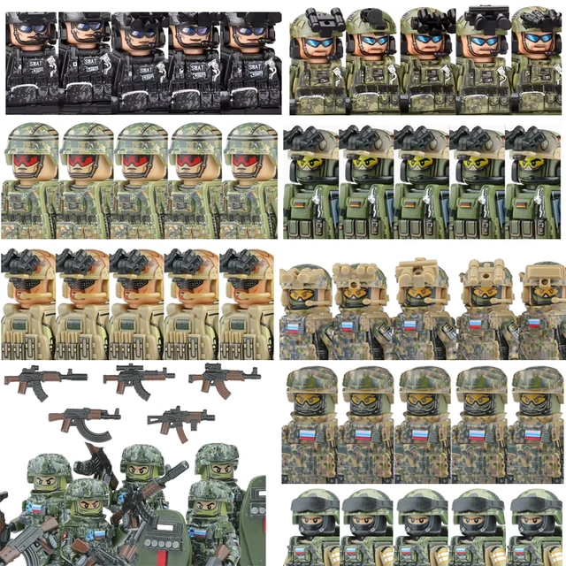 Military Army Figures Building Blocks SWAT Ghost Commando Special Forces Soldier Weapons Gun Hat Shield Belt AK Mini Bricks Toy 1