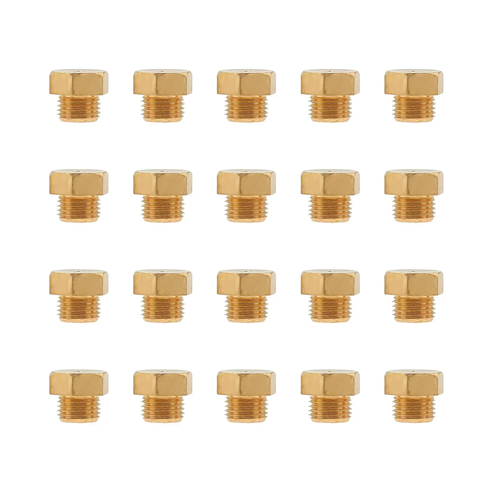 20pcs Solid Brass Jet Nozzles M5x0.5mm/0.68mm Hexagon 6mm Replacement Propane LPG Gas Pipe Water Heater Sparing Parts DIY Burner