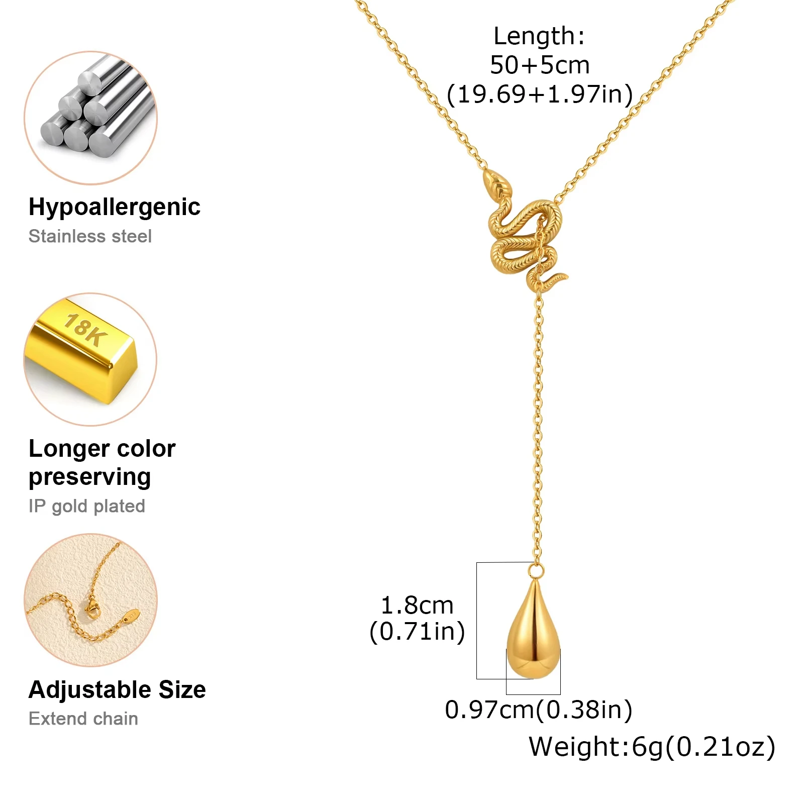 Neu in kleiner Luxus-Halskette mit schlangenförmigem Anhänger für Frauen, goldfarbene Edelstahl-Kettenhalskette, Sommerschmuck-Geschenk – Detail 9