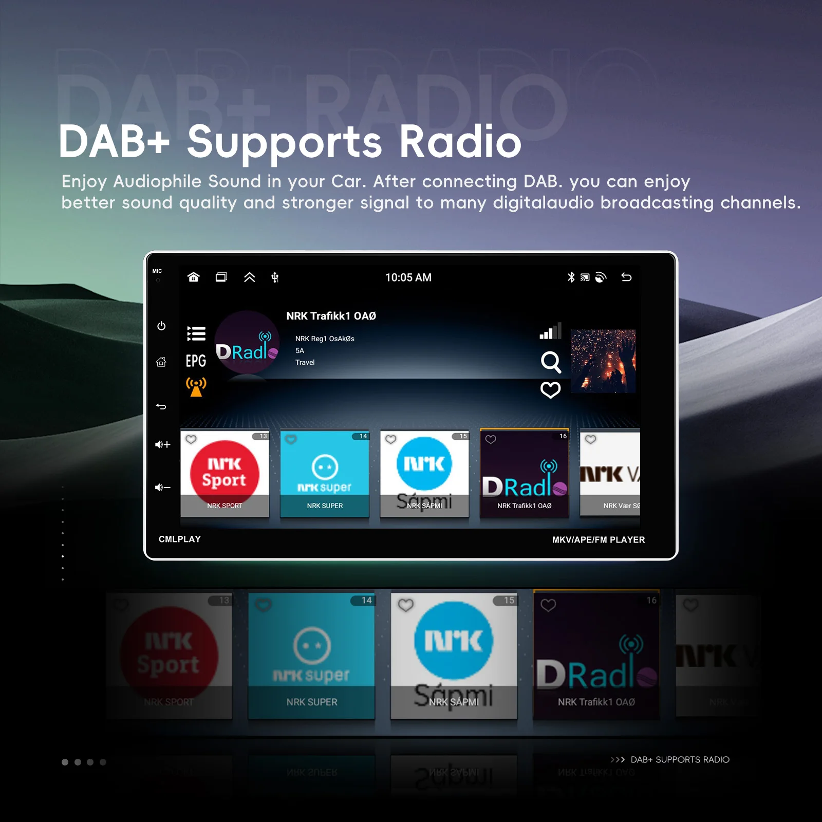Podofo Radio de Coche Universal Android 15.0 de 9 Pulgadas con Carplay Inalámbrico, Pantalla Táctil WIFI, Unidad Principal Android para Coche, BT, DAB+, USB, Cámara de Visión Trasera, Sistemas Multimedia Inteligentes para Coche 6