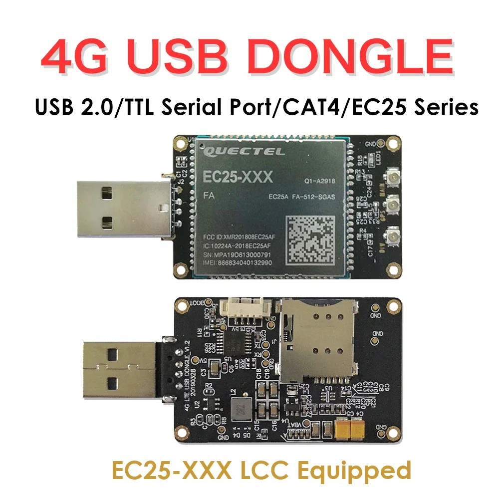 4G Lte Usb Dongle W/Quectel Ec25 Serie Iot/M2M-Optimized Lte Cat 4 Lcc Modulo Sim Card Slot O Gps Lte Fdd