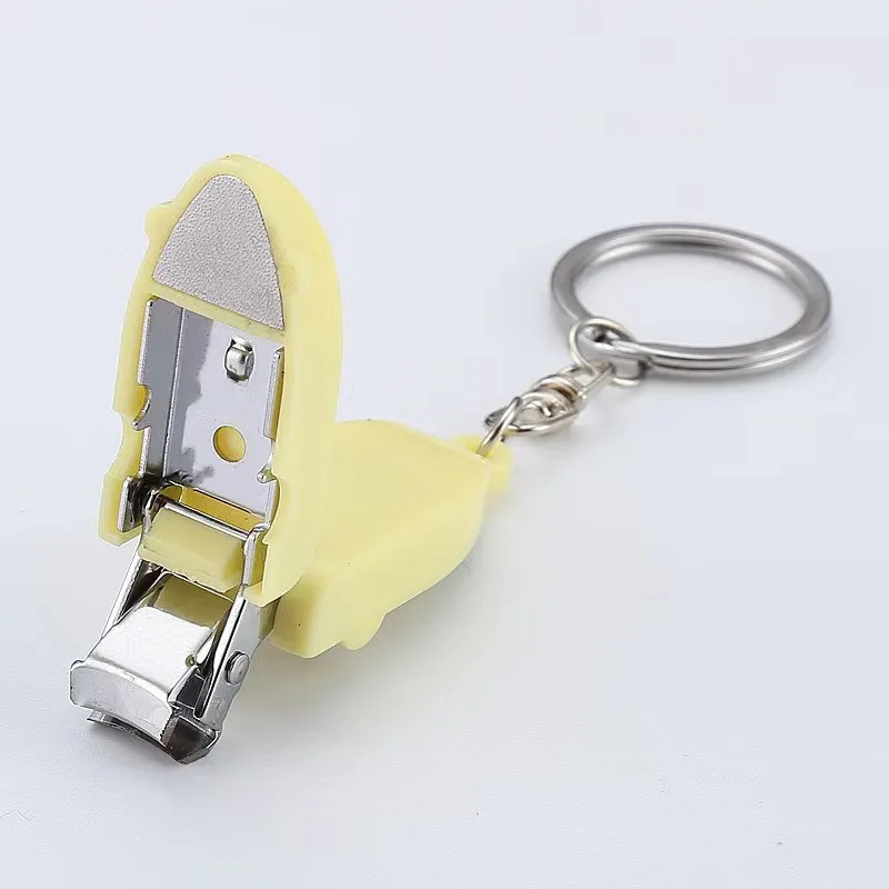 Candy Color Mini Stainless Steel Foldable Hand Toe Nail Clippers Cutter With Keychain Cutter Trimmer Silver Nail Art Tool