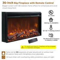 Farmhouse Fireplace TV Stand with 36" Electric Fireplace for 80 Inch TV, 32" Tall Entertainment Center, Modern Media Console, 6 4