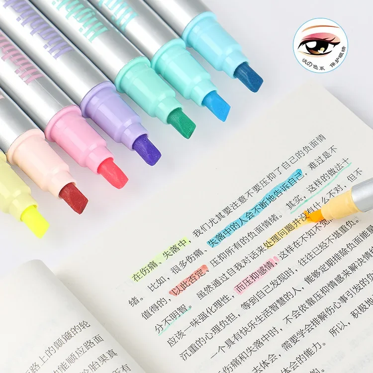 크리 에이 티브 마카롱 컬러 8 색 단일 헤드 형광 마커 DIY 핸드 계정 아이 케어 형광 펜 Guangna 822