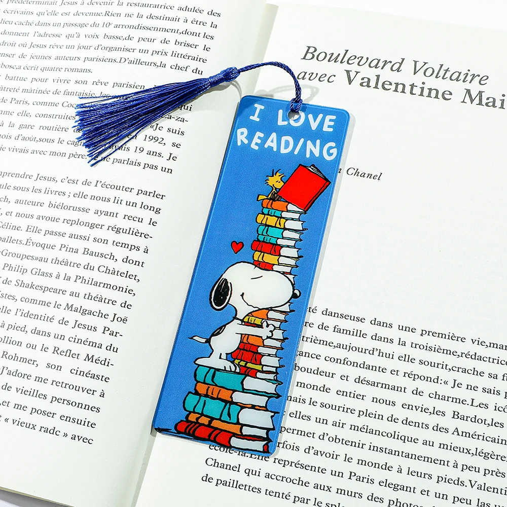 Acrylic Bookmark Index Tabs Bookmark Page Holder Cartoon Pattern Snoopy Bookmarks-Cute Acrylic Tassel Snoopy Bookmarks Fan Page Tags Birthday and Christmas Gifts