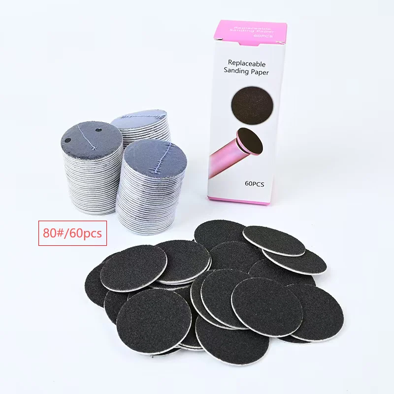 Nail File Sanding Paper TP43mm 60pcs/Box Nail File Cuticle Callus Replaceable Sanding Paper Professional Pedicure Foot Dead Skin Sandpaper for Electric