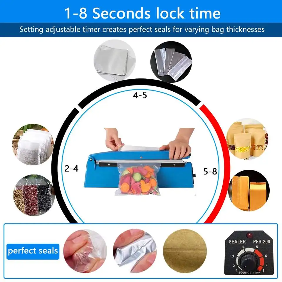 Manual Impulse Sealing Machine Cutting Machine Heat Shrink Electric Heat Sealer 400mm Aluminum Plastic Bag